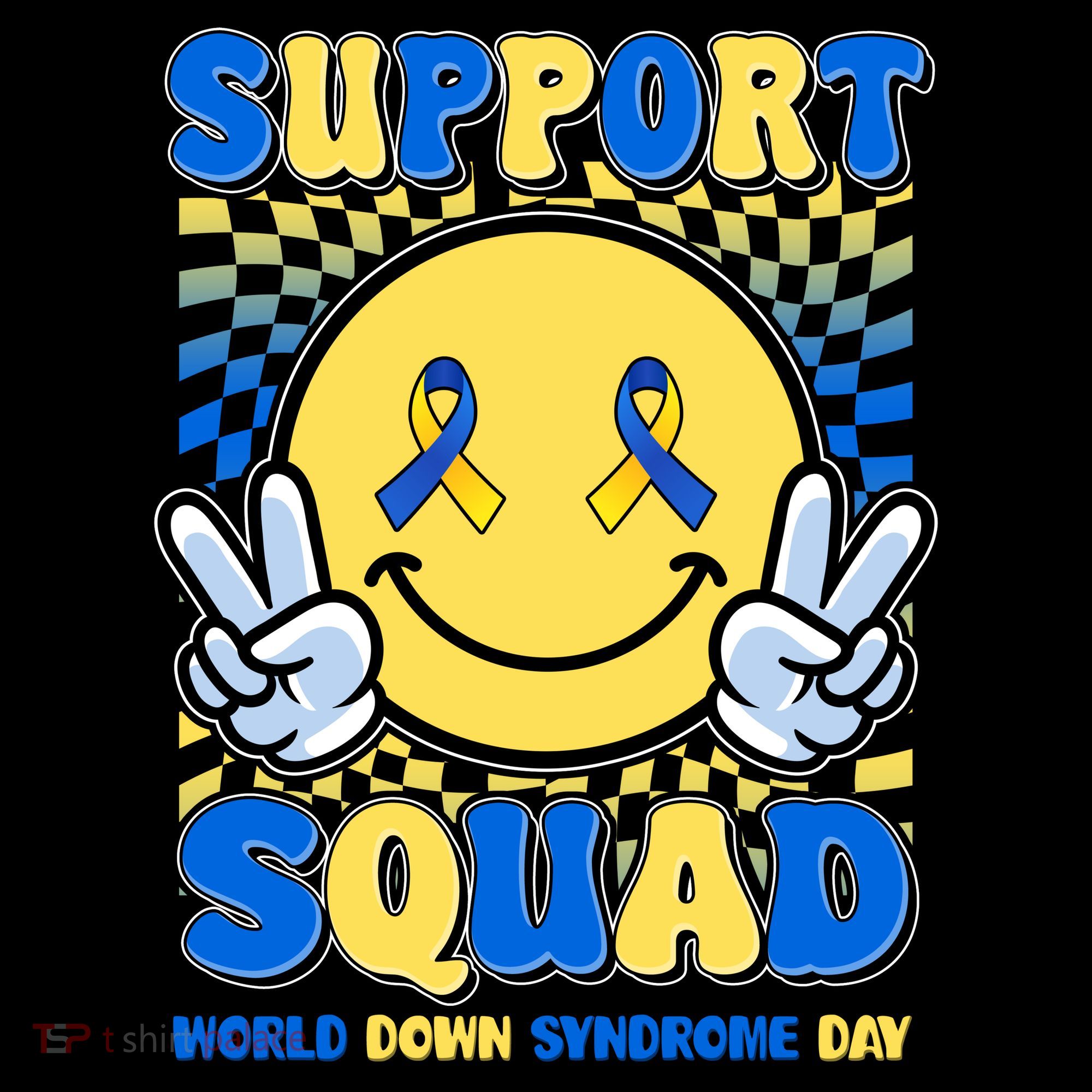 Support Squad World Down Syndrome Day Retro Smiley Emoji Coffee Mug