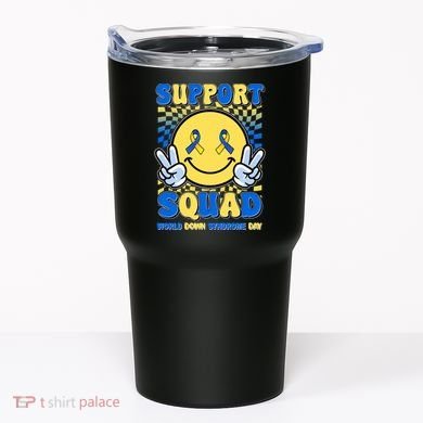 Support Squad World Down Syndrome Day Retro Smiley Emoji Tumbler