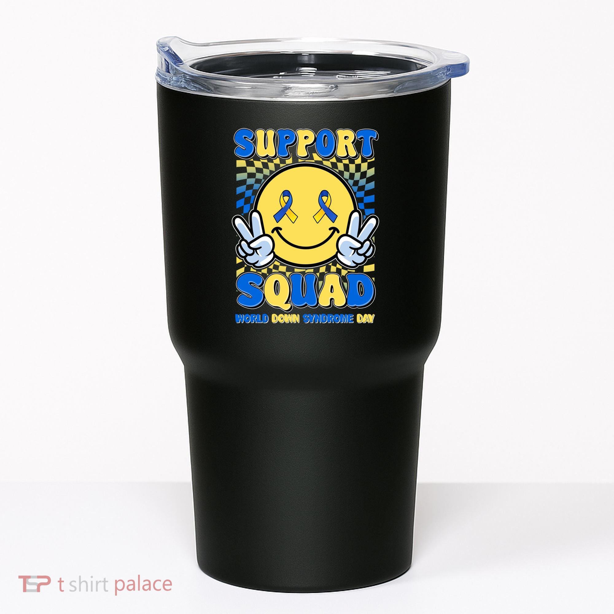 Support Squad World Down Syndrome Day Retro Smiley Emoji Tumbler