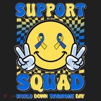 Support Squad World Down Syndrome Day Retro Smiley Emoji Tumbler thumb 3