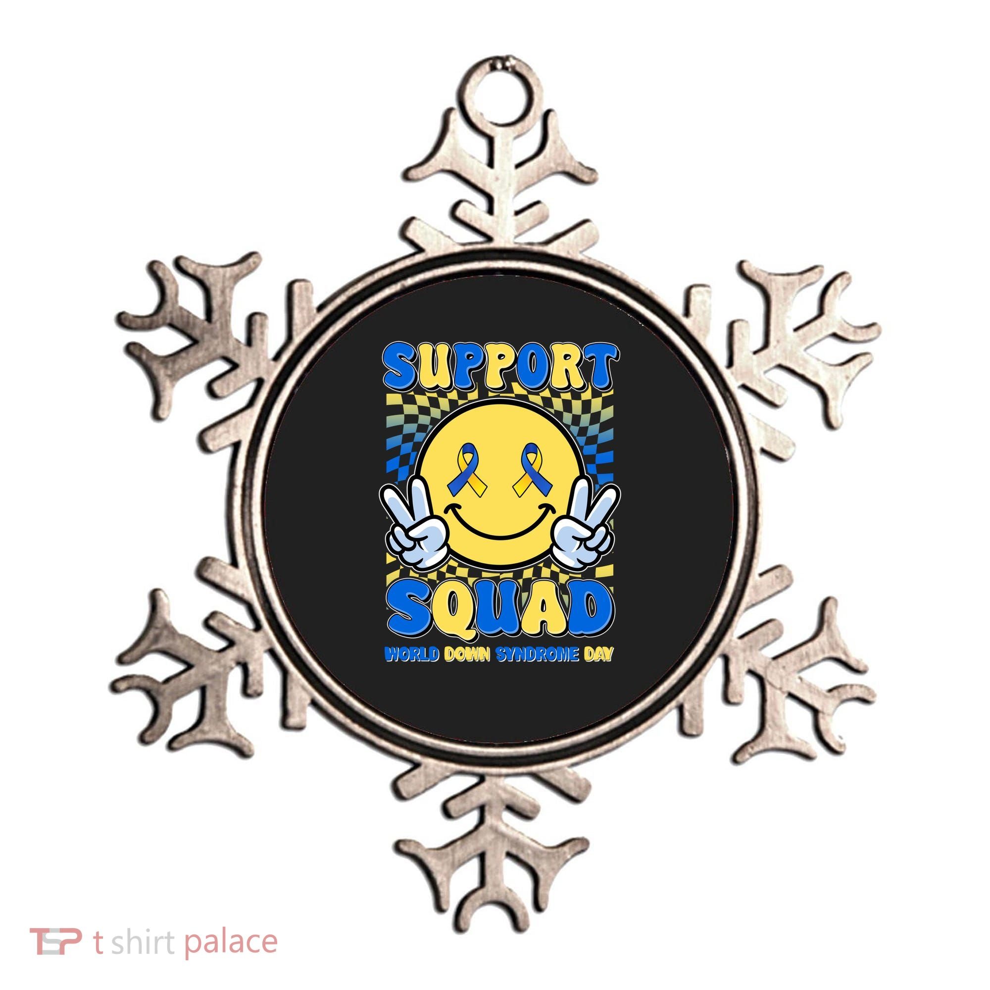 Support Squad World Down Syndrome Day Retro Smiley Emoji Ornament