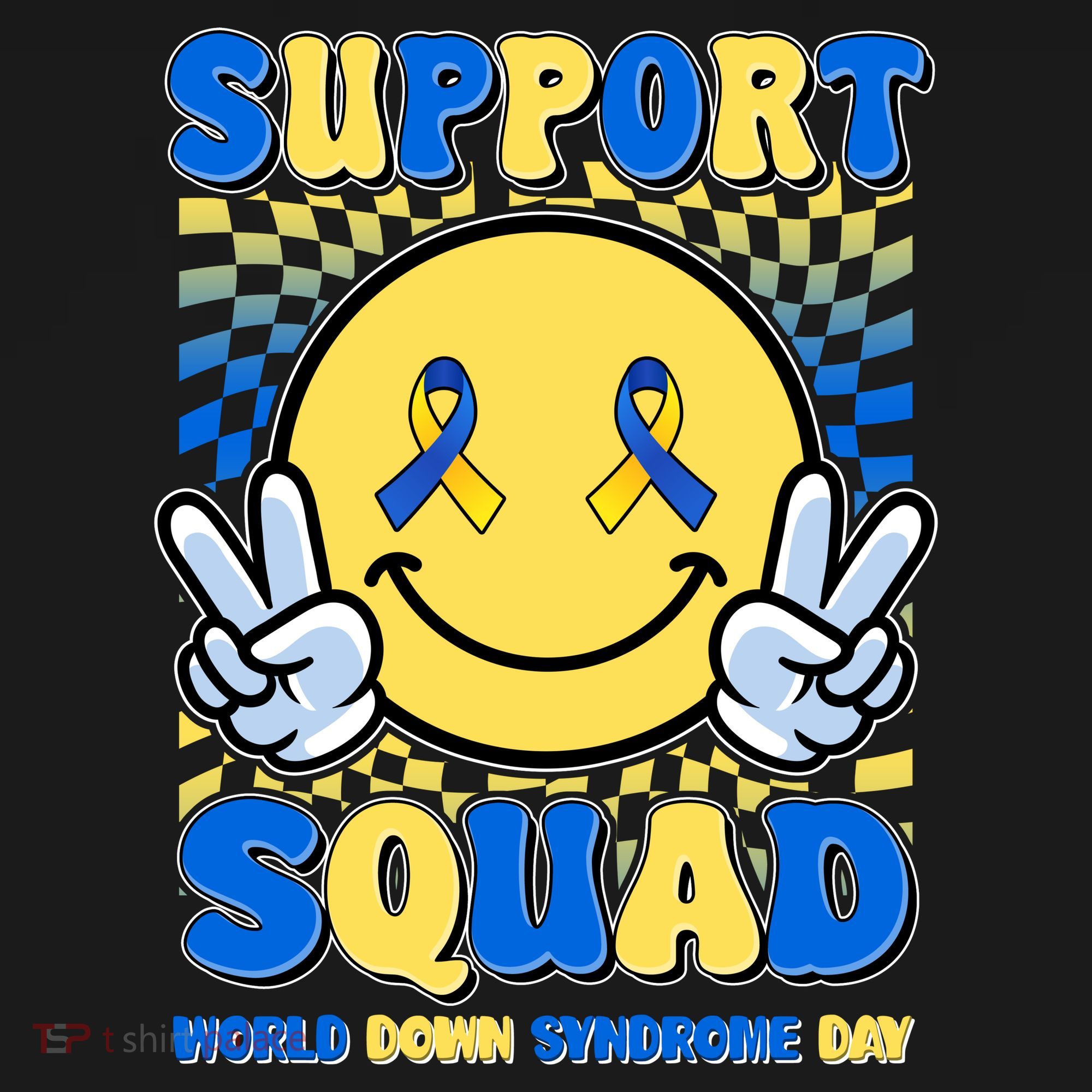 Support Squad World Down Syndrome Day Retro Smiley Emoji Ornament