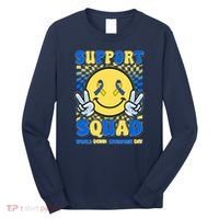 Support Squad World Down Syndrome Day Retro Smiley Emoji Long Sleeve Shirt thumb 0