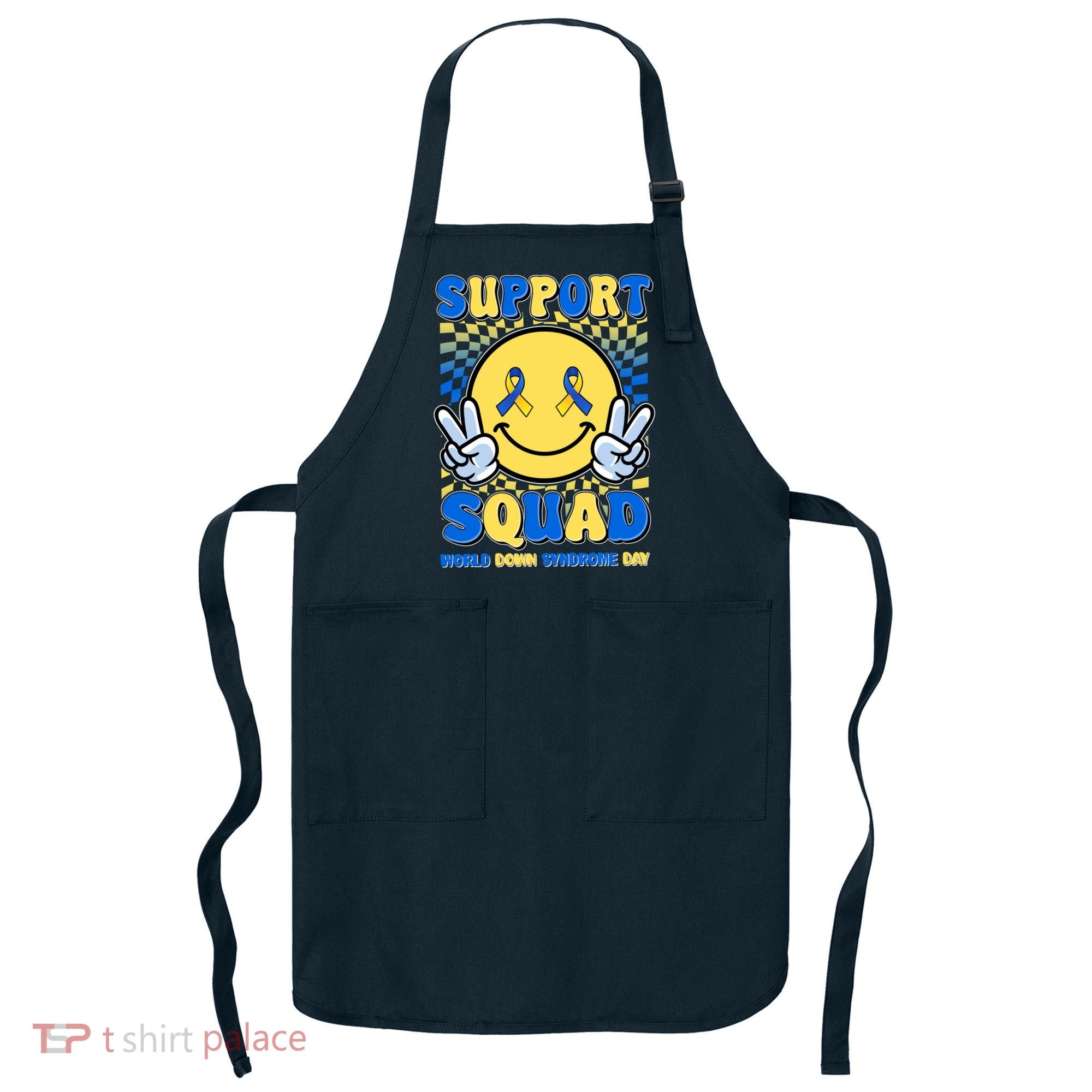 Support Squad World Down Syndrome Day Retro Smiley Emoji Apron