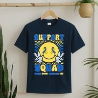 Support Squad World Down Syndrome Day Retro Smiley Emoji T-Shirt thumb 2