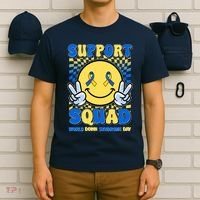 Support Squad World Down Syndrome Day Retro Smiley Emoji T-Shirt thumb 6