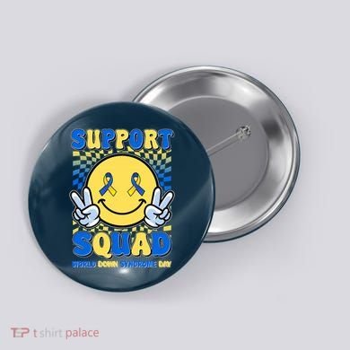 Support Squad World Down Syndrome Day Retro Smiley Emoji Button