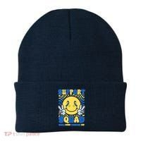 Support Squad World Down Syndrome Day Retro Smiley Emoji Beanie thumb 0