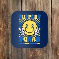 Support Squad World Down Syndrome Day Retro Smiley Emoji Coaster thumb 0
