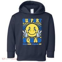 Support Squad World Down Syndrome Day Retro Smiley Emoji Toddler Hoodie thumb 0