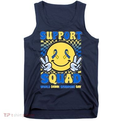 Support Squad World Down Syndrome Day Retro Smiley Emoji Tank Top