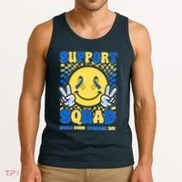 Support Squad World Down Syndrome Day Retro Smiley Emoji Tank Top thumb 3