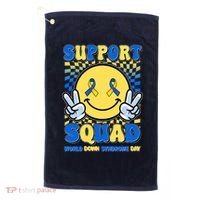 Support Squad World Down Syndrome Day Retro Smiley Emoji Golf Towel thumb 0