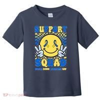Support Squad World Down Syndrome Day Retro Smiley Emoji Toddler T-Shirt thumb 0