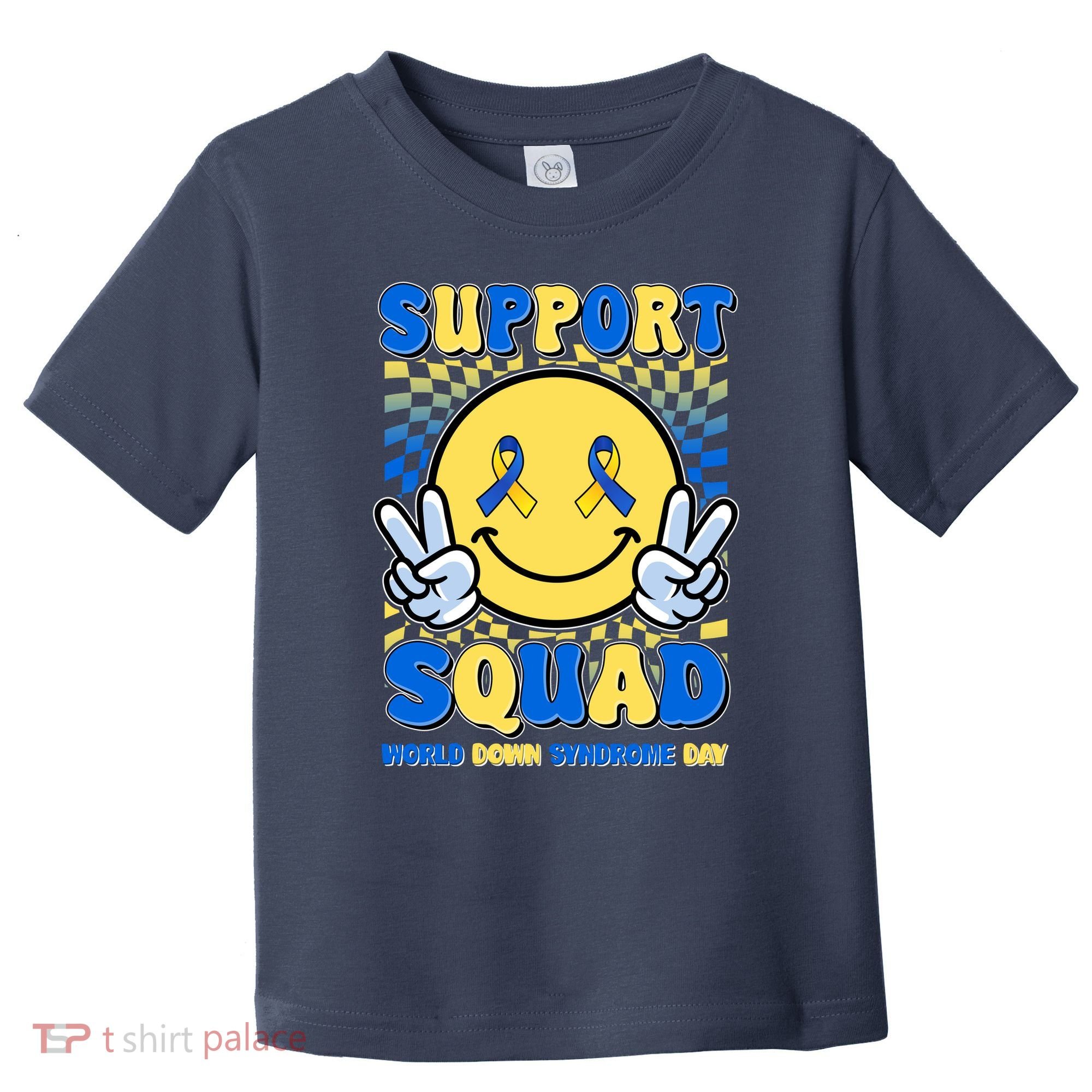 Support Squad World Down Syndrome Day Retro Smiley Emoji Toddler T-Shirt