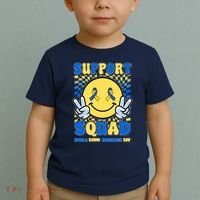 Support Squad World Down Syndrome Day Retro Smiley Emoji Toddler T-Shirt thumb 2