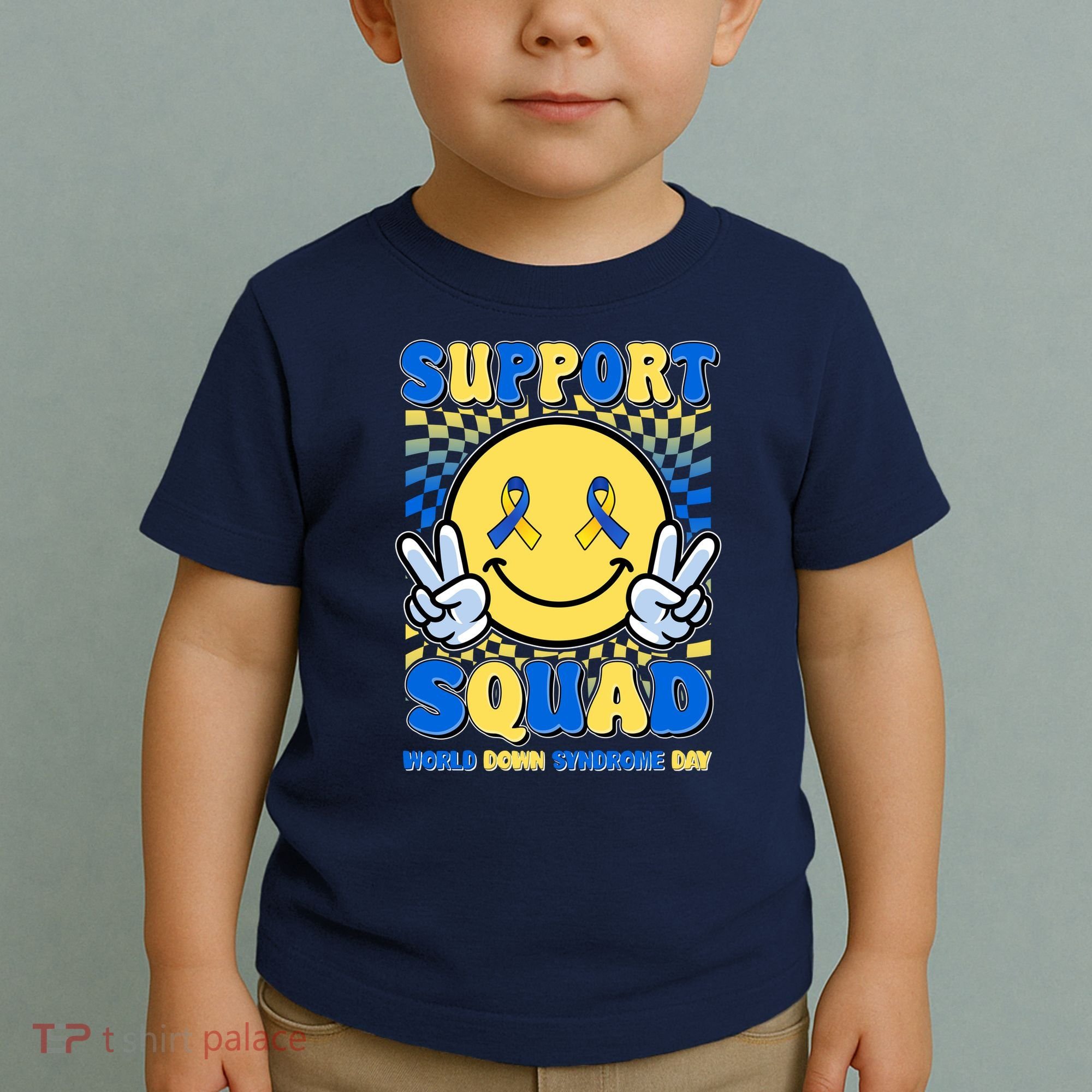 Support Squad World Down Syndrome Day Retro Smiley Emoji Toddler T-Shirt