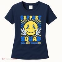 Support Squad World Down Syndrome Day Retro Smiley Emoji Women's T-Shirt thumb 0