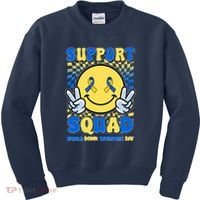 Support Squad World Down Syndrome Day Retro Smiley Emoji Kids Sweatshirt thumb 0