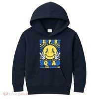 Support Squad World Down Syndrome Day Retro Smiley Emoji Kids Hoodie thumb 0