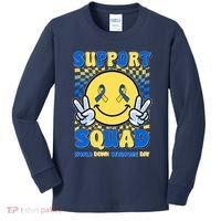Support Squad World Down Syndrome Day Retro Smiley Emoji Kids Long Sleeve Shirt thumb 0