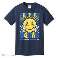 Support Squad World Down Syndrome Day Retro Smiley Emoji Kids T-Shirt thumb 0