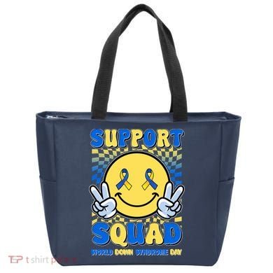 Support Squad World Down Syndrome Day Retro Smiley Emoji Tote Bag