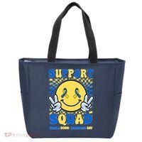 Support Squad World Down Syndrome Day Retro Smiley Emoji Tote Bag thumb 0