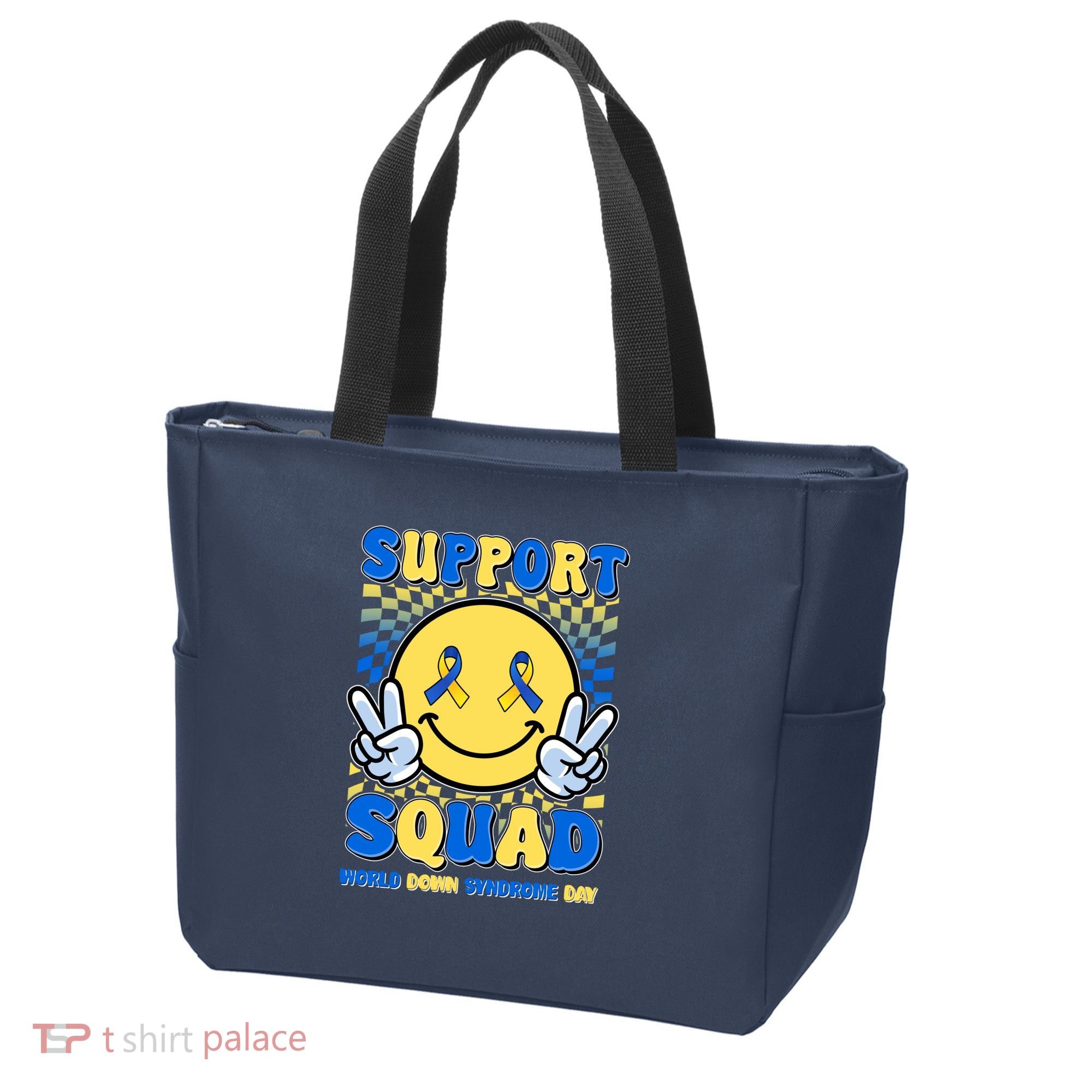 Support Squad World Down Syndrome Day Retro Smiley Emoji Tote Bag