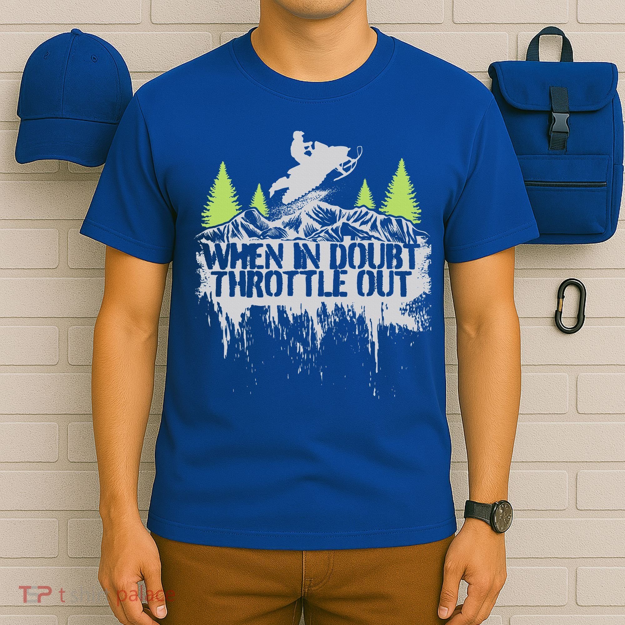 Snowmobile Sled When In Doubt Throttle Out Winter Sports  T-Shirt