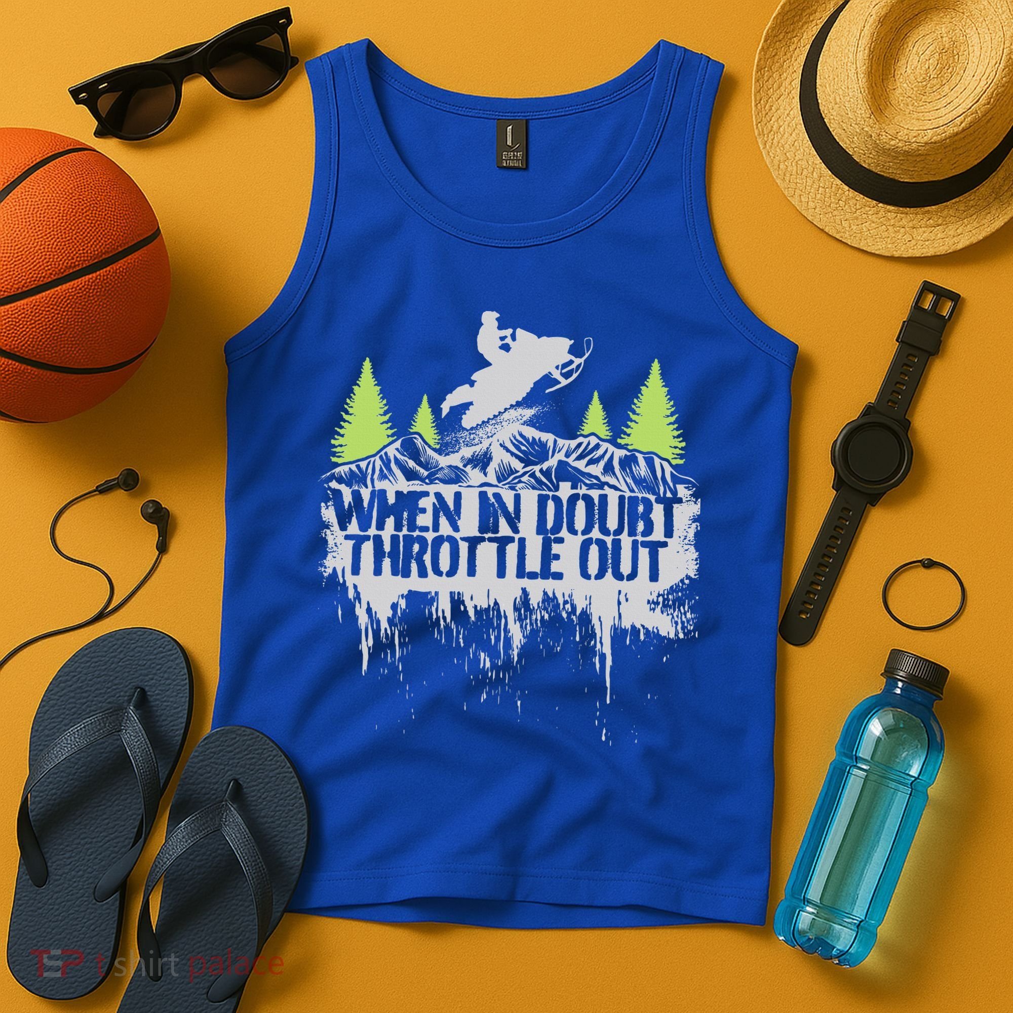 Snowmobile Sled When In Doubt Throttle Out Winter Sports  Tank Top
