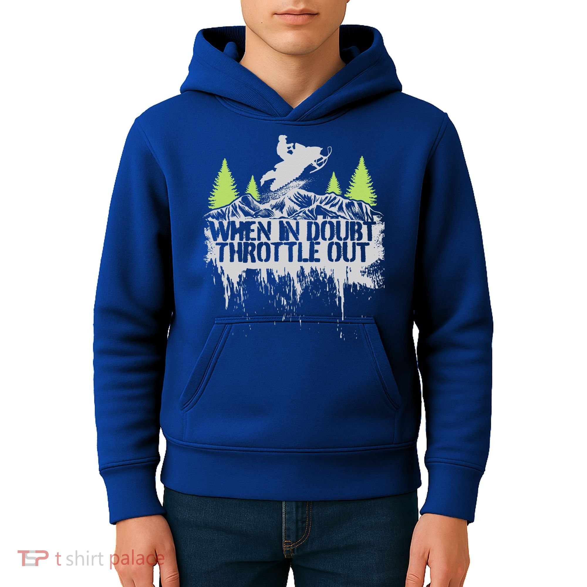 Snowmobile Sled When In Doubt Throttle Out Winter Sports  Kids Hoodie