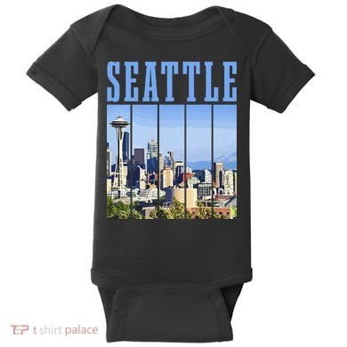 Seattle Skyline Washington Vintage Pride Baby Bodysuit