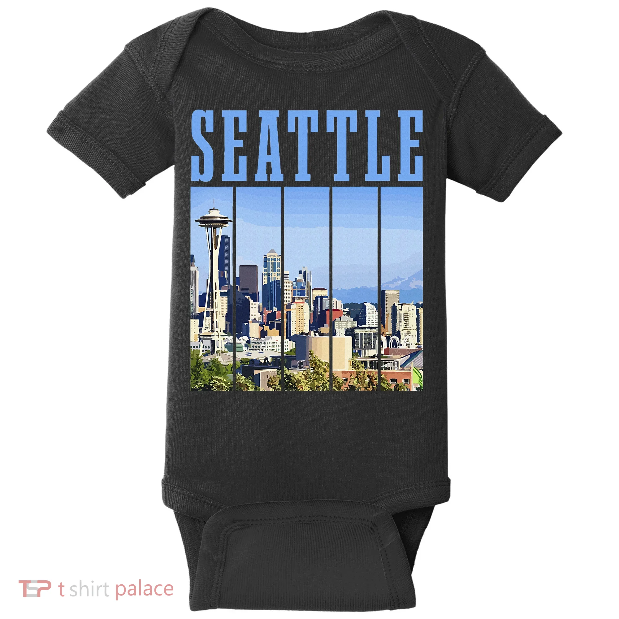 Seattle Skyline Washington Vintage Pride Baby Bodysuit