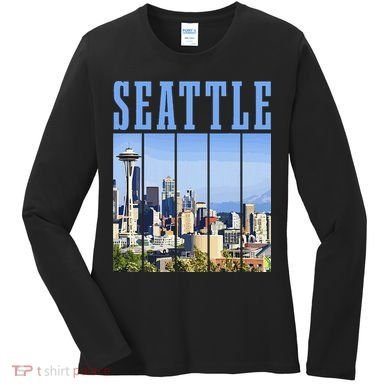 Seattle Skyline Washington Vintage Pride Women's Long Sleeve Shirt