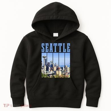 Seattle Skyline Washington Vintage Pride Kids Hoodie