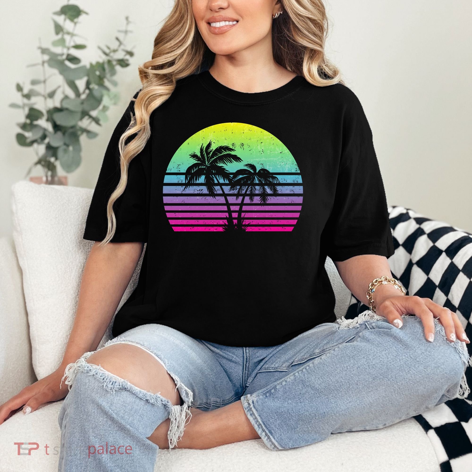 Summertime Synthwave Sunset With Palms Comfort Colors T-Shirt