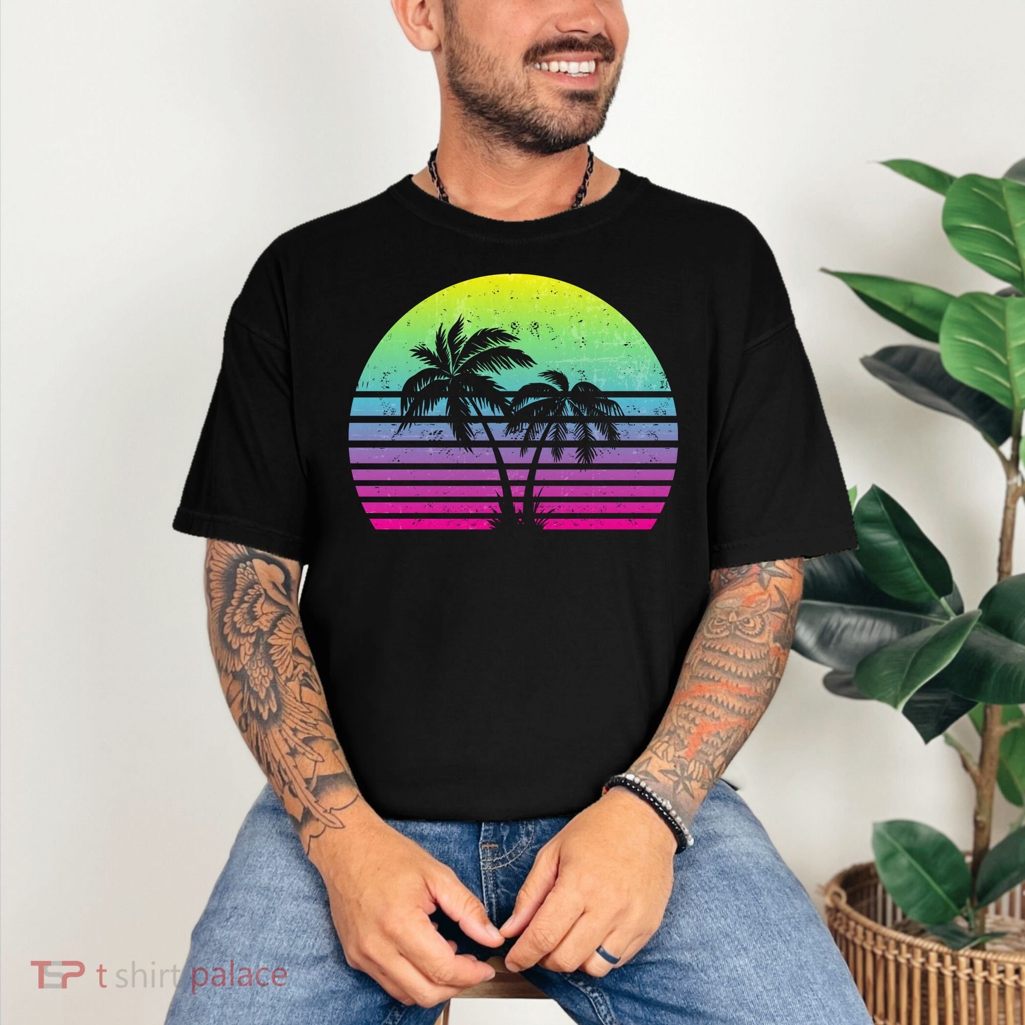 Summertime Synthwave Sunset With Palms Comfort Colors T-Shirt
