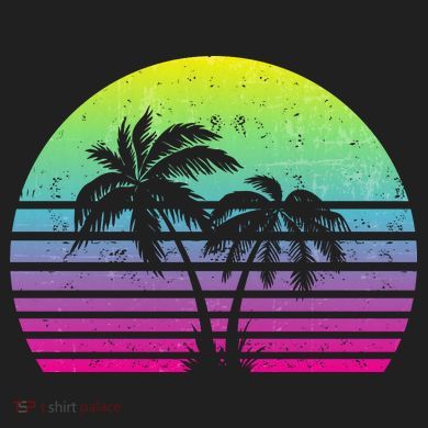 Summertime Synthwave Sunset With Palms Comfort Colors T-Shirt