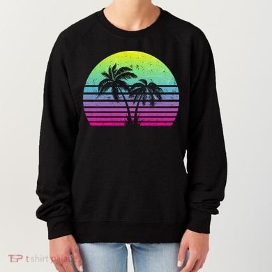 Summertime Synthwave Sunset With Palms Women's Sweatshirt
