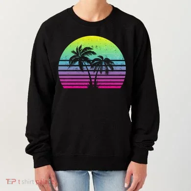 Summertime Synthwave Sunset With Palms Women's Sweatshirt