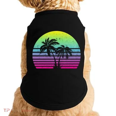 Summertime Synthwave Sunset With Palms Doggie Tank