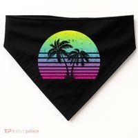 Summertime Synthwave Sunset With Palms USA-Made Doggie Bandana thumb 0
