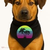Summertime Synthwave Sunset With Palms USA-Made Doggie Bandana thumb 1