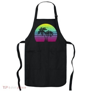 Summertime Synthwave Sunset With Palms Apron