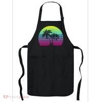 Summertime Synthwave Sunset With Palms Apron thumb 0