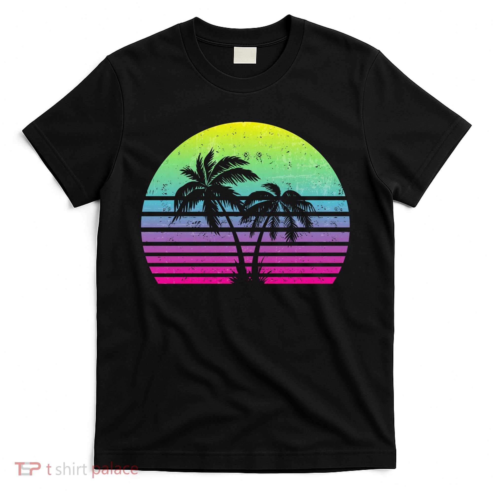 Summertime Synthwave Sunset With Palms T-Shirt