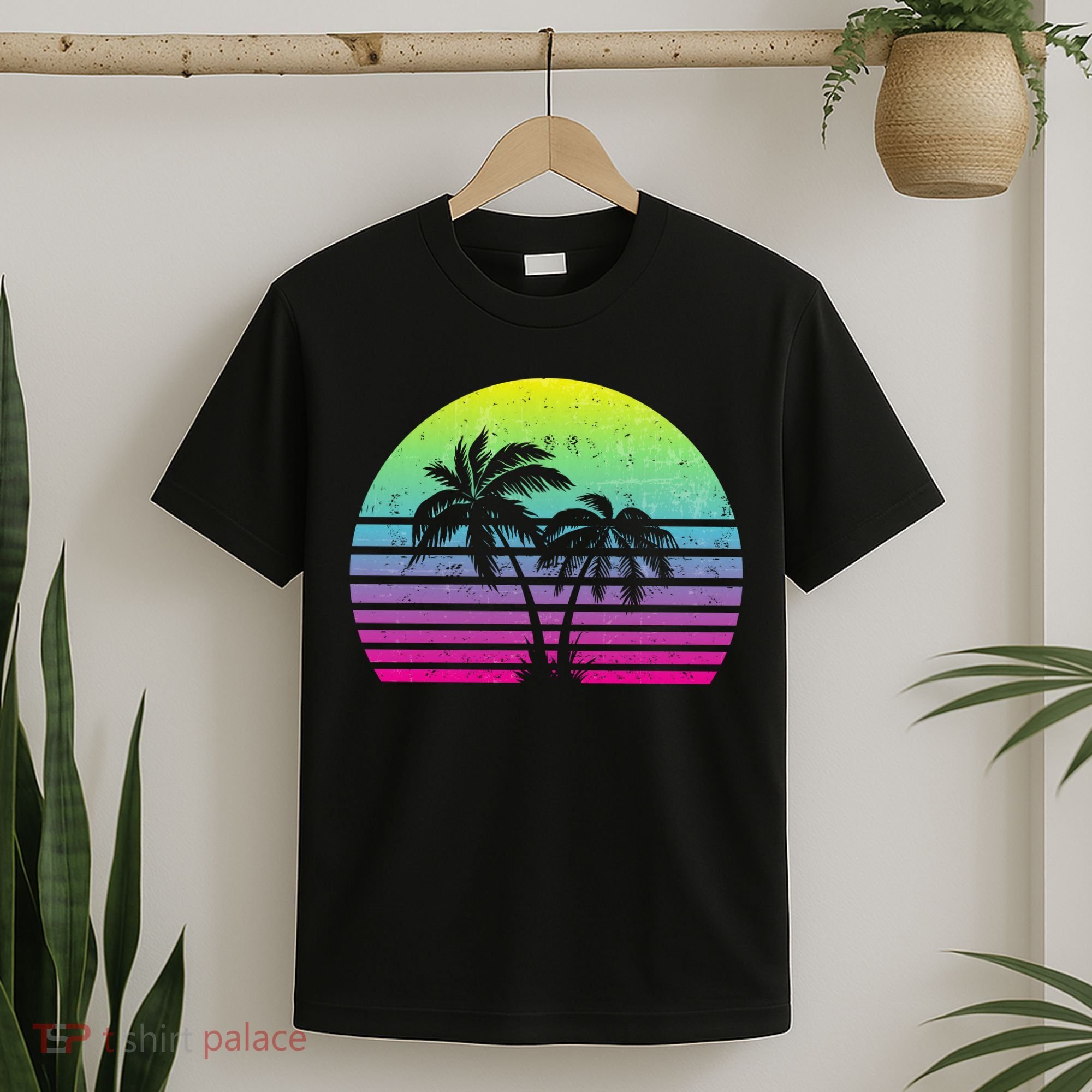 Summertime Synthwave Sunset With Palms T-Shirt