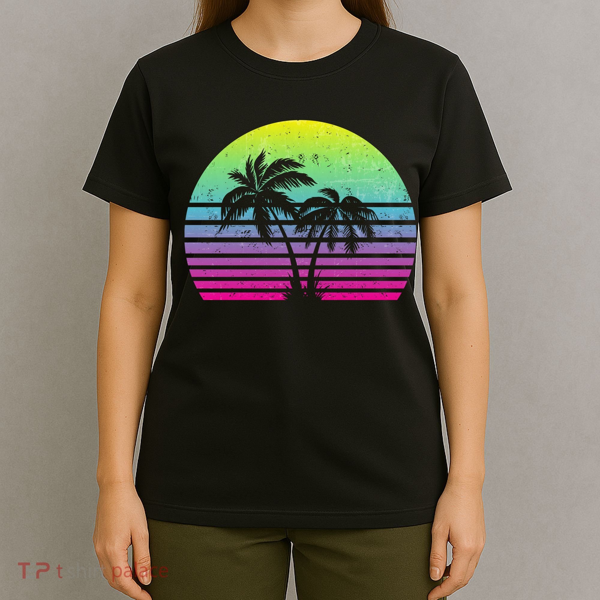 Summertime Synthwave Sunset With Palms T-Shirt