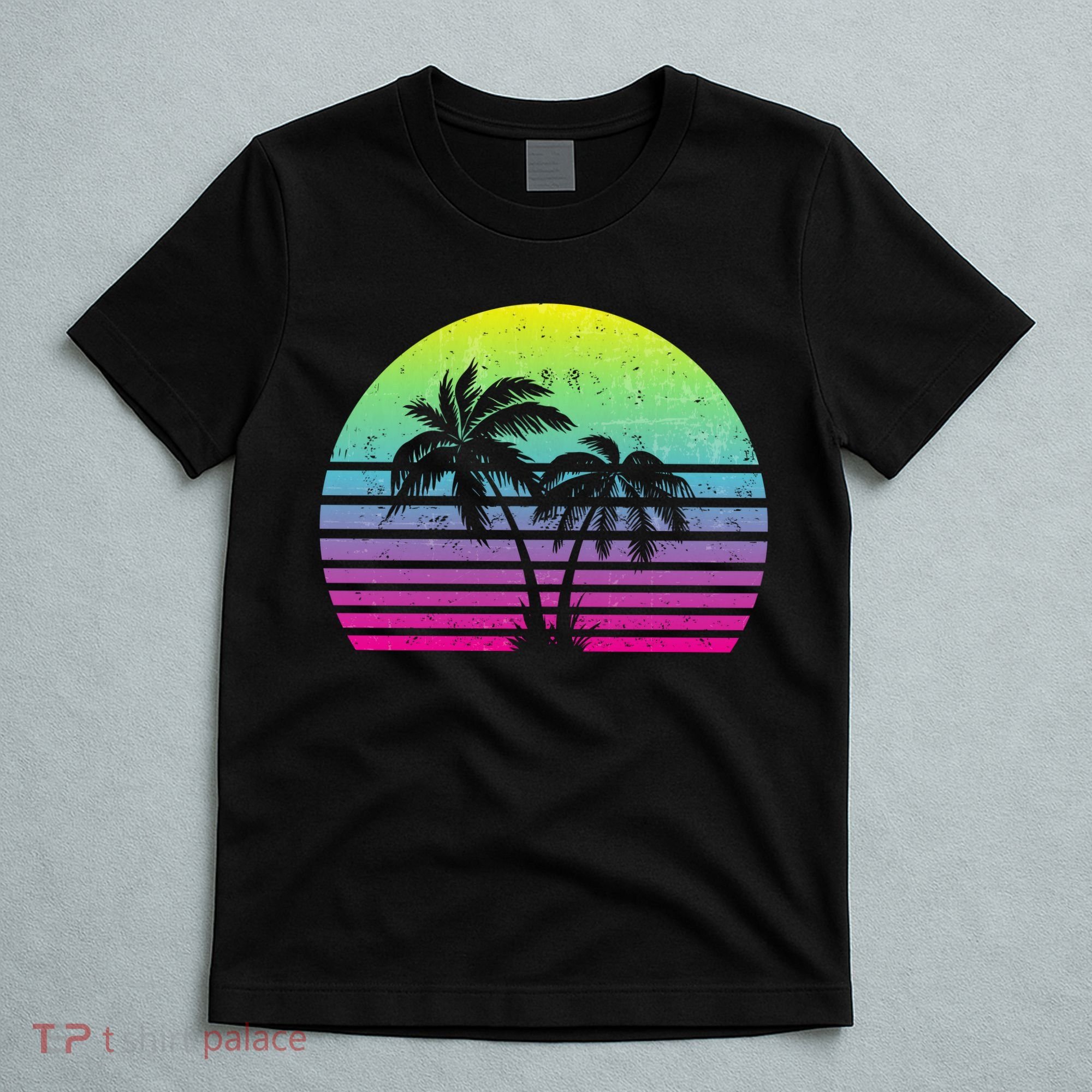 Summertime Synthwave Sunset With Palms T-Shirt